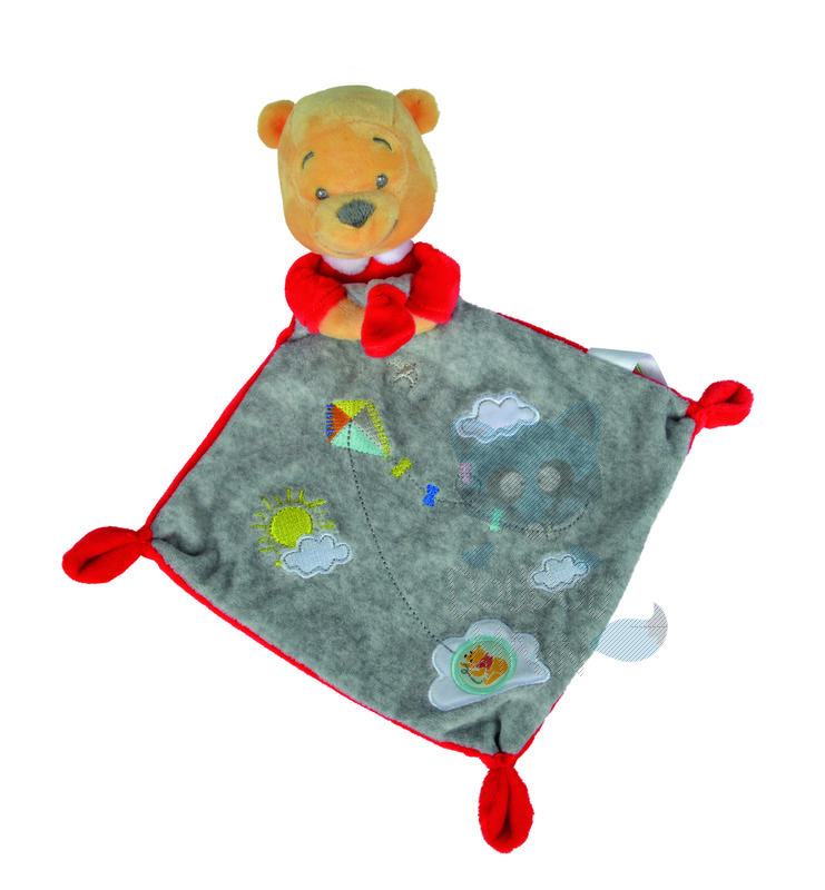  baby comforter winnie pooh grey red cloud sun 